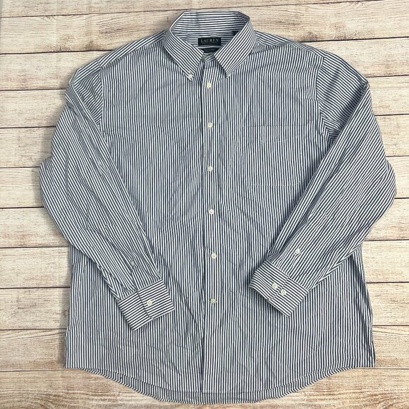 Men's Ralph Lauren Blue White Striped Button Down Shirt XL Long Sleeve Casual - Picture 1 of 15